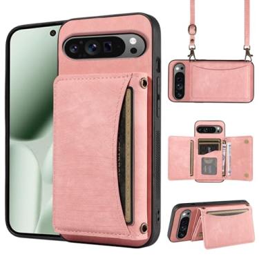 Imagem de Capa de telefone para Google Pixel 10 Pro XL carteira com alça de ombro transversal, suporte de cartão de couro PU bolso fino suporte acessórios para celular bolsa flip para celular Pixel10 10Pro LX