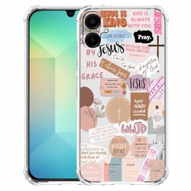 Imagem de malegaon Jesus Cristão Estético Verso da Bíblia Citações Colagem, Capa Completa de TPU Macio Moderno para Samsung Galaxy A06 Transparente