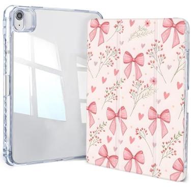 Imagem de Jngnpn Capa para iPad Air 11 polegadas M3 (2025)/M2 (2024), iPad Air 5ª (2022)/4ª geração (2020) 10,9 polegadas, iPad Pro 11 polegadas 2018 1ª, capa traseira transparente com três dobras com suporte