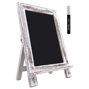Imagem de ChalkPro Placa de quadro negro emoldurada de madeira (branco rústico) + inclui marcador de giz branco | Quadro de notas magnético não poroso | Decoração para cozinha, casa, bar, bancada, casamento,