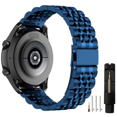 Imagem de EZMVZKU Pulseiras de 22 mm compatíveis com Galaxy Watch 3 de 45 mm/Gear S3, pulseiras de metal de aço inoxidável de ajuste rápido para Garmin Venu 3/2/Forerunner 265/745/Amazfit GTR4/3/2/huawei watch