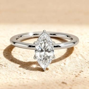 Imagem de 1 anel de zircônia de olho de cavalo brilhante de prata esterlina simples e elegante 2CT para festa feminina, presente de dia das mães, joias finas, presentes, Prata esterlina, Sem pedra preciosa