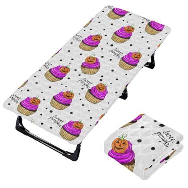 Imagem de Burbuja Lindo lençol de berço para cupcakes de Halloween para crianças, lençol de cochilo acolchoado portátil com faixa elástica para meninas e meninos, lavável na máquina, 63,5 x 127 cm