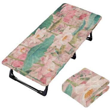 Imagem de Burbuja Lençol de berço de flor de lótus para crianças, lençol de cochilo acolchoado portátil com faixa elástica para meninas e meninos, lavável na máquina, 63,5 x 127 cm