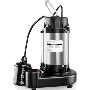 Imagem de FOTING Bomba Submersível De Esgoto/Efluentes De 1 Hp, Bomba Séptica De Ferro Fundido E Aço De 6.000 Gph, Interruptor De Flutuação Automático Com Fio De 115 V, Bombas De Depósito Para Porão, Fossa S