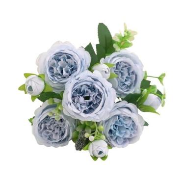 Imagem de Pequeno Buquê De Flores Artificiais De Seda Branca Rosa E Peônia Para 