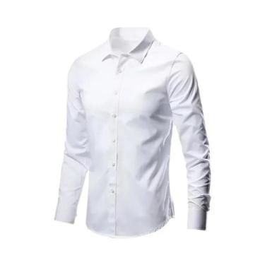 Imagem de Camisa Social Masculina Slim Fit De Manga Longa Antirrugas Elástica Ma