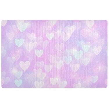 Imagem de TSENQUE Tapete personalizado corações, romântico, rosa, valantina, fofo, hilário, tapete de banho absorvente de água, antiderrapante, tapete de varanda frontal 81 x 50 cm