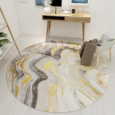 Imagem de Tapete redondo com textura de mármore para quarto, lavável, sala de jantar, estilo moderno, decoração de casa, tapete redondo, D, diâmetro 60 cm