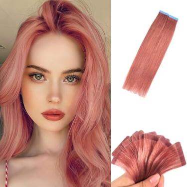 Imagem de Czrleaty Fita Adesiva Rosa Dourada Para Extensões De Cabelo Humano Meninas 14" Com Mechas Invisíveis Festa