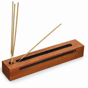 Imagem de Porta Incenso - ZEN artesanal 30x5x5cm Madeira Peroba resistente ideal para qualquer ambiente - incensário.