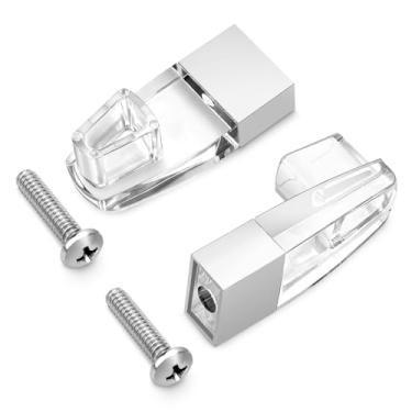 Imagem de EEEKit Suportes de barra de toalha de acrílico transparente, suportes de barra de toalha de chuveiro para portas de vidro deslizantes emolduradas Alumax & Basco, com manga e parafusos cromados, pacote