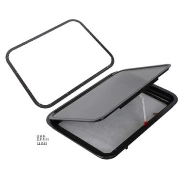 Imagem de labwork Janela de saída de trailer de 76 cm L x 56 cm A com tela removível e estrutura de montagem para trailer, carga e reboque de cavalo, certificado DOT