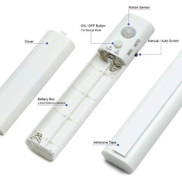 Imagem de Caixa de Controle Luz com Sensor Movimento LED Container Bateria Dois Modos Automático e Interruptor no Modo Manual Instalação Fácil