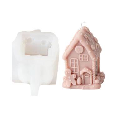 Imagem de Molde De Silicone Para Velas Em Forma De Casa De Natal 3D DIY Chalé Ar
