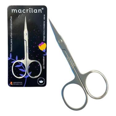Imagem de Tesoura Profissional Unhas Sobrancelhas Aço Inox Macrilan Prateado Lis