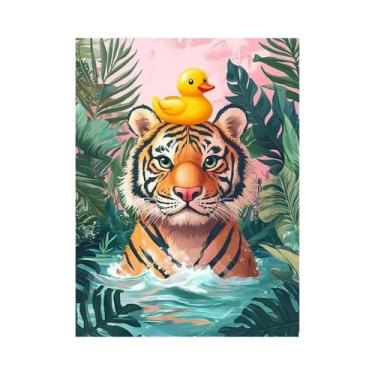 Imagem de Arte De Parede Em Lona Com Impressões Abstratas De Animais Coloridos C