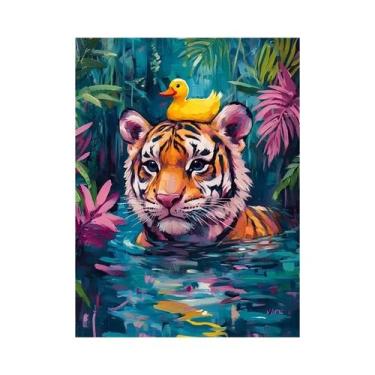 Imagem de Arte De Parede Em Lona Com Impressões Abstratas De Animais Coloridos C