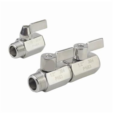 Imagem de SS304 Mini válvula de esfera de aço inoxidável 1/20.3 cm 1/10.2 cm 3/20.3 cm 1/5.1 cm 3/10.2 cm rosca macho fêmea para água óleo ácido válvula de esfera bidirecional 1 peça (3/20.3 cm, BSP_MACHO PARA