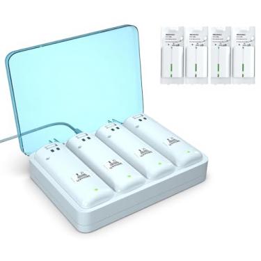 Imagem de Pacote de bateria recarregável para controle remoto Wii/Wii U, pacote com 4 baterias de substituição de 2800 mAh e estação de carregamento de 4 portas para controle remoto Wii/Wii U. BURFLO