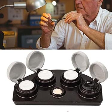 Imagem de KIMISS Ferramenta de Imersão Em óleo de Relógio – Conjunto de Prato Lubrificador de Relógio Premium Com 4 Copos de Cerâmica Reutilizáveis ​​para Reparo e Lubrificação de Relógios