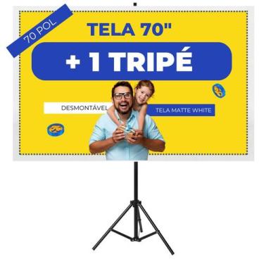 Imagem de Tecido De Datashow Com Tripé Tela De Projeção Com Tripé - Mega Telas