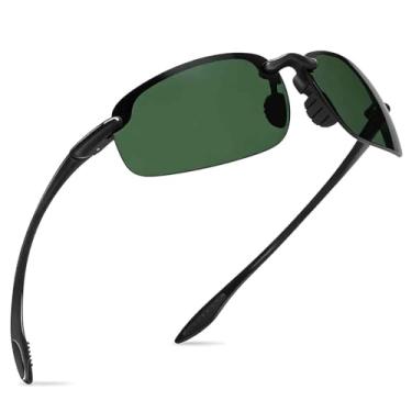 Imagem de WISTON Óculos de sol esportivos polarizados para homens e mulheres Tr90 armação sem aro para corrida, pesca, beisebol, dirigir W8001, B2 preto/verde - não polarizado, Standard