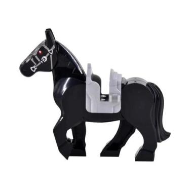 Imagem de Blocos De Montar Cavalo De Guerra Medieval, Tijolos DIY Brancos, Preto