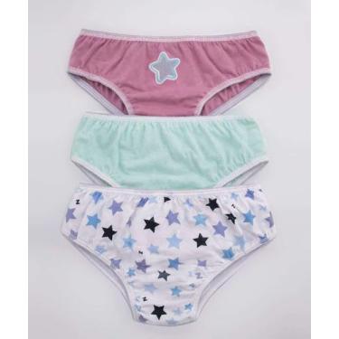 Imagem de Kit 3 Calcinhas Infantil Estrelas Marisa Tam 2 a 12 Ro-67095, Rosa, Br