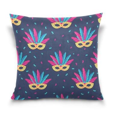 Imagem de Blueangle Capas de almofada de máscara de carnaval - 50 x 50 cm, decoração de férias de fazenda para sofá de casa (436)