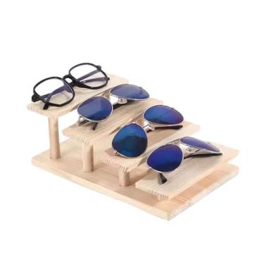 Imagem de Porta-joias para óculos de escada, suporte de exibição de joias de madeira maciça para exibição de joias, balcão de mesa, adereços de armazenamento para óculos (grande)