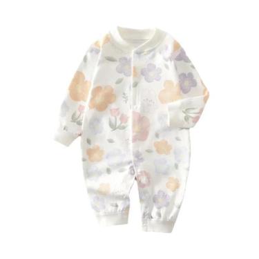 Imagem de Macacão De Algodão Unissex Para Bebês Com Manga Longa, Pijamas Impress