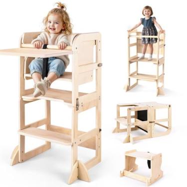 Imagem de Step Stool Woodure 6 em 1, torre de cozinha infantil dobrável