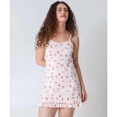 Imagem de Camisola Estampa Café Babado Marisa Rosa-73028, Rosa, P