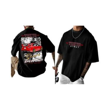 Imagem de Camiseta Masculina De Verão Com Caimento Solto, Estampa Gráfica Tokyo 