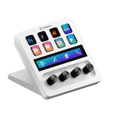 Imagem de Elgato Stream Deck + branco, mixer de áudio, produção ao vivo e controlador de estúdio para criadores de conteúdo, streaming, jogos, com barra de toque personalizável, botões de controle e teclas LCD,