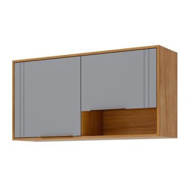 Imagem de Armário de Cozinha Modulado Áurea c/ 2 Portas 120cm Cinamomo/Platina -