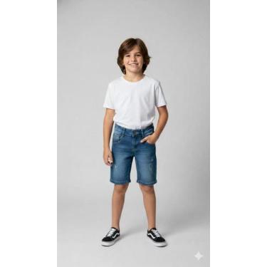 Imagem de Bermuda Jeans Infantil Masculina Short Menino  02 ao 16 Anos Confortáv