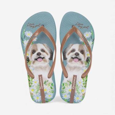 Imagem de Chinelo De Dedo My Pets Ipanema Com Chaveiro Cachoro Azul, Azul, Marro