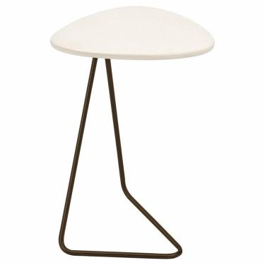 Imagem de Mesa De Apoio Folha Off White Em Metal Café 69 Cm