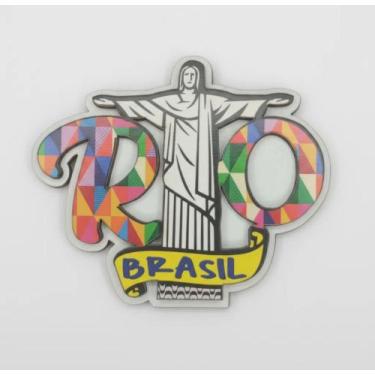 Imagem de Imã Geladeira Lembrança Rio De Janeiro Cristo Decoração Mdf Souvenir -