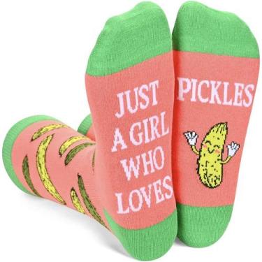 Imagem de Meias redondas de algodão engraçadas com design de letras em conserva 