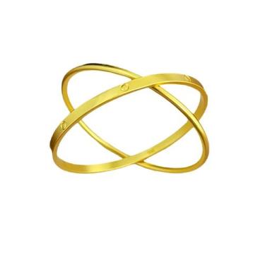 Imagem de Pulseiras de anel duplo banhado a ouro para mulheres - yiweisai