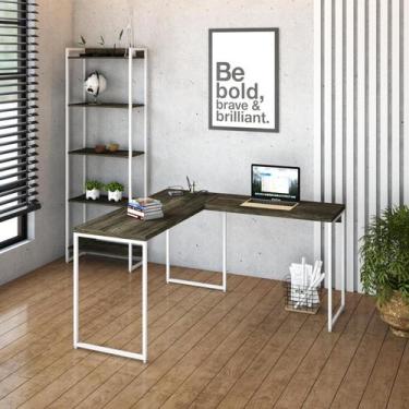 Imagem de Mesa de Escritorio em L Office Dynamica 135cm Est.Branca - Metalig