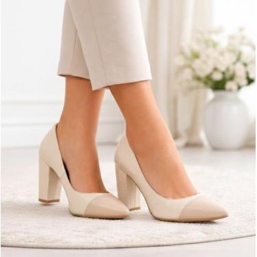 Imagem de Sapato Social Scarpin Salto Alto Grosso Bico Fino 9cm Feminino EMILY O