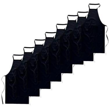 Imagem de Kit com 8  Avental Frontal Liso Oxford Preto - Loja Loja