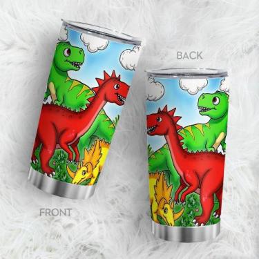 Imagem de Caneca Tumbler Oasisdream de aço inoxidável 600mL com dinossauro