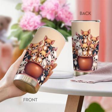 Imagem de Caneca de viagem Oasisdream Tumbler de aço inoxidável 600mL com tampa