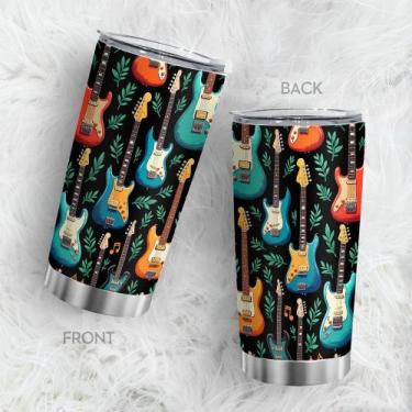 Imagem de Copo Oasisdream de aço inoxidável 600ml com estampa de guitarra