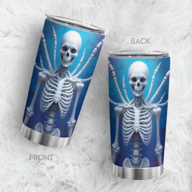 Imagem de Caneca de viagem Oasisdream Tumbler 600 ml com estampa esquelética